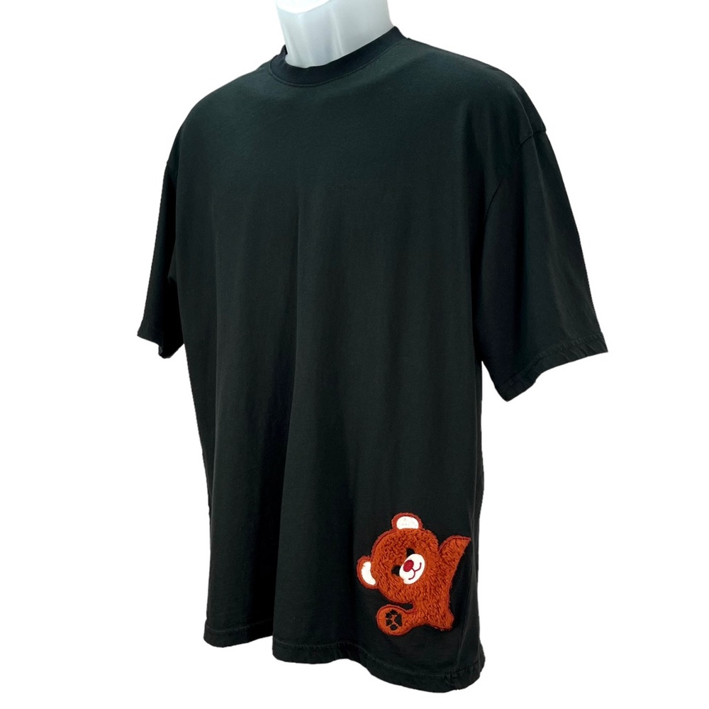 Blow Up Fashion Teddy Bear Patch Tee Men’s Large Black Crewneck 100% Cotton - Picture 2 of 8